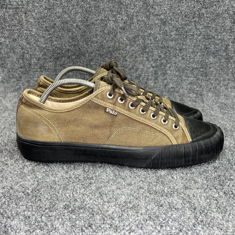 Polo by Ralph Lauren Brown Canvas Low-Top Sneakers with Black Rubber Sole